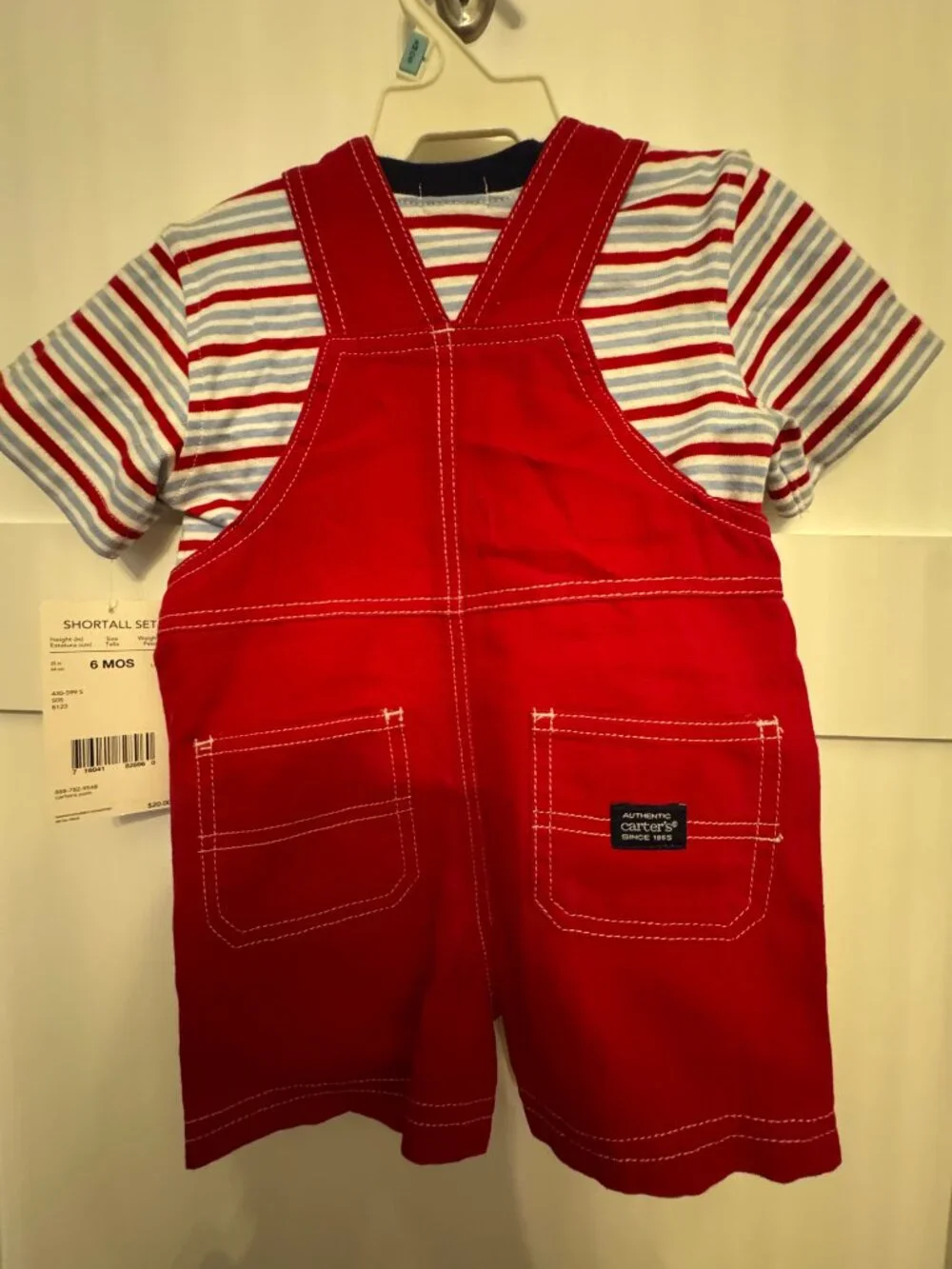 NWT Carters Boys Overall Shortall Set with T-shirt 6 Mos